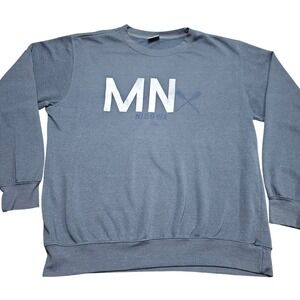Nisswa Minnesota MN Crewneck Sweatshirt XL Blue Minimal Normcore Cabincore Y2K